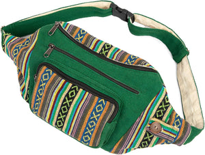 Freakmandu Hemp Fanny Pack – White Boho Waist Bag for Travel & Hiking