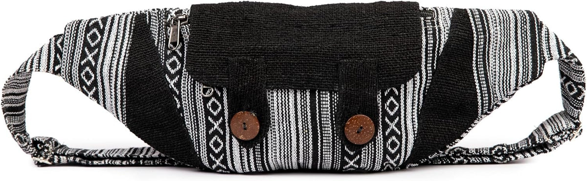 Freakmandu Large Hemp Fanny Pack – Eco-Friendly Boho Hip Waist Bag in White