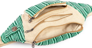 Freakmandu White Hemp Fanny Pack – Boho Hip Bag for Travel & Hiking
