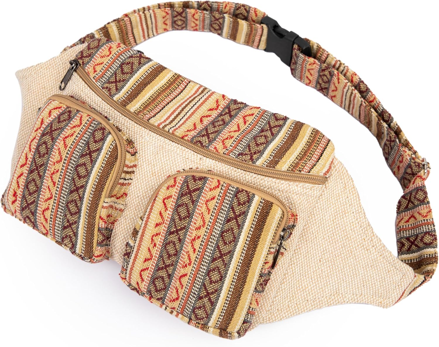 Freakmandu Eco-Friendly Hemp Fanny Pack – White Boho Hip & Waist Bag