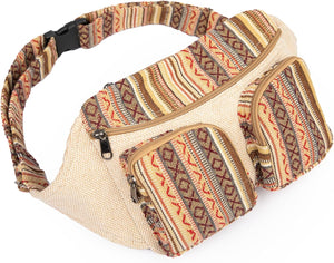 Freakmandu Eco-Friendly Hemp Fanny Pack – White Boho Hip & Waist Bag
