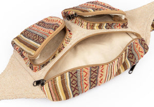 Freakmandu Eco-Friendly Hemp Fanny Pack – White Boho Hip & Waist Bag