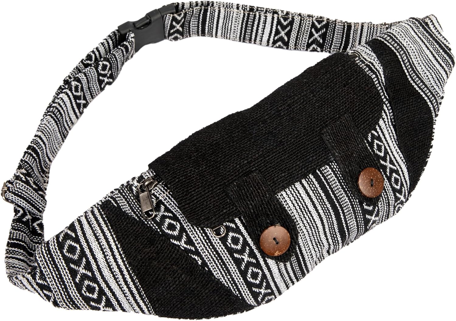 Freakmandu Large Hemp Fanny Pack – Eco-Friendly Boho Hip Waist Bag in White